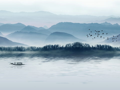 Super Qing Chinese Landscape Wallpaper Mural