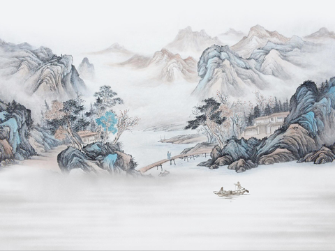 Magnolia new Chinese style landscape mural