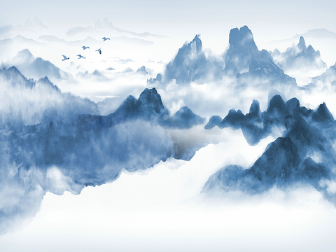 Super Qing Chinese Landscape Wallpaper Mural