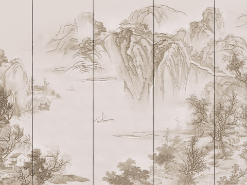 Super Qing Chinese Landscape Wallpaper Mural