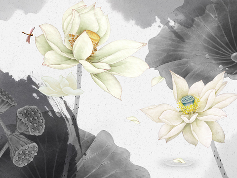 New Chinese Lotus Decorative Painting