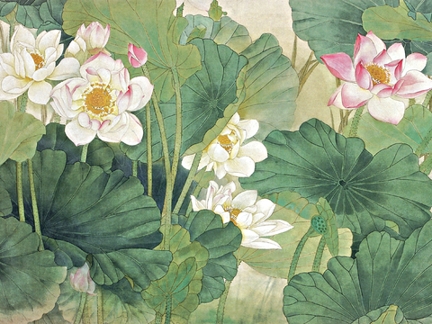 New Chinese Lotus Decorative Painting