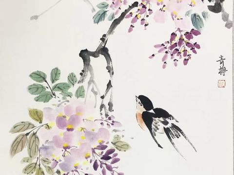 New Chinese Style Flower and Bird Mural