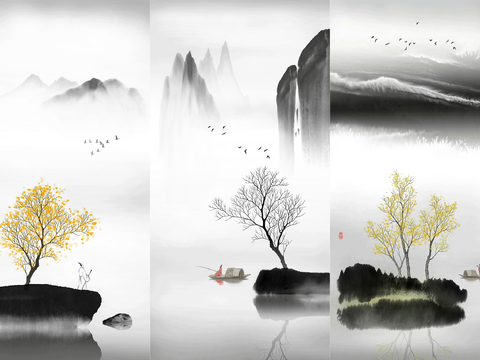 Super Qing Chinese Landscape Wallpaper Mural