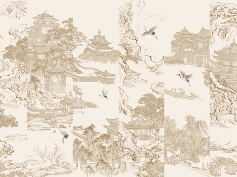 New Chinese style landscape mural