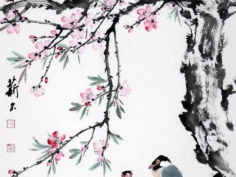 New Chinese Style Flower and Bird Mural