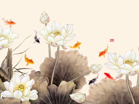 New Chinese Lotus Decorative Painting