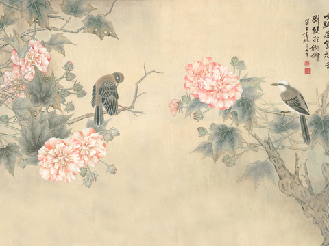 New Chinese flower and bird wallpaper