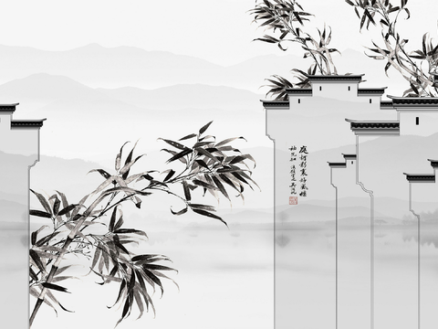 Super Qing Chinese Landscape Wallpaper Mural