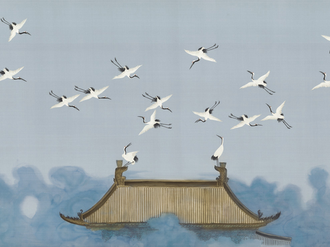 Super Qing Chinese Wallpaper Flower Bird Lotus Mural