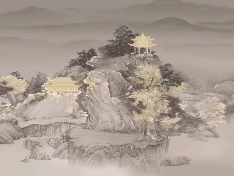 New Chinese style landscape mural