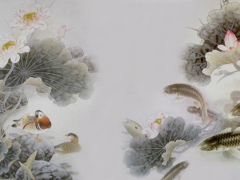 New Chinese Lotus Decorative Painting