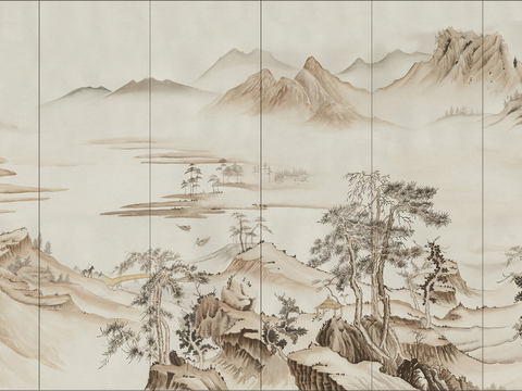 Super Qing Chinese Landscape Wallpaper Mural