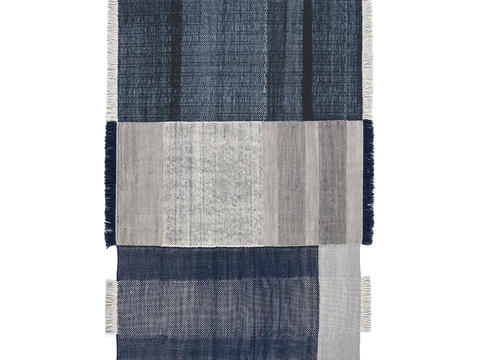 Blue gray tassel carpet