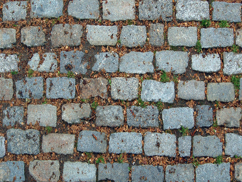 Seamless green brick road stone paving moss ground paving tile