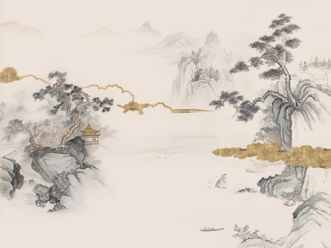 Super Qing Chinese Landscape Wallpaper Mural