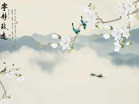 Super Qing Chinese Landscape Wallpaper Mural