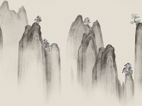 Super Qing Chinese Landscape Wallpaper Mural