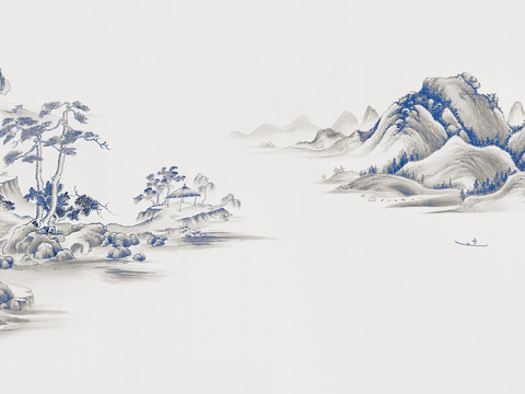 Super Qing Chinese Landscape Wallpaper Mural