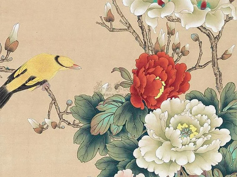 Chinese Decorative Painting of Flowers and Birds