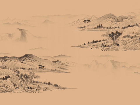 Super Qing Chinese Landscape Wallpaper Mural