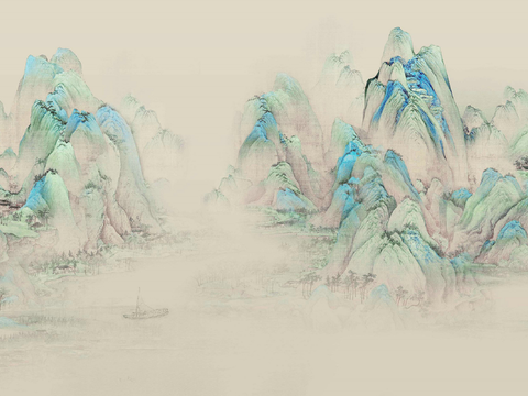 Super Qing Chinese Landscape Wallpaper Mural