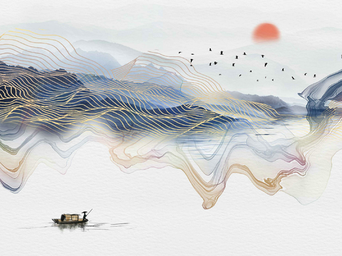 Super Qing Chinese Landscape Wallpaper Mural