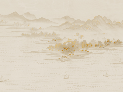 Super Qing Chinese Landscape Wallpaper Mural