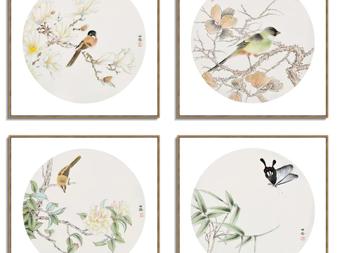 Chinese Decorative Painting of Flowers and Birds