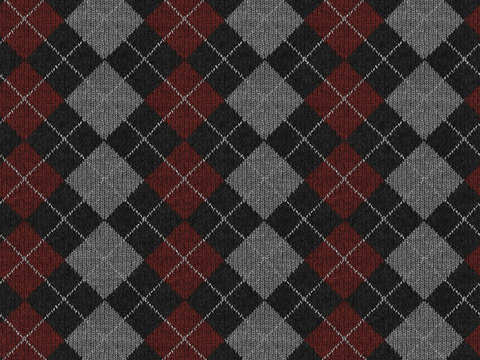 Seamless black and red geometric square plaid pattern wool jacquard knitted cloth fabric