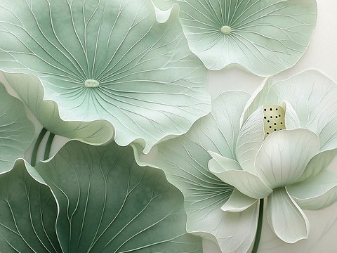 New Chinese Lotus Lotus Leaf Painting Wallpaper