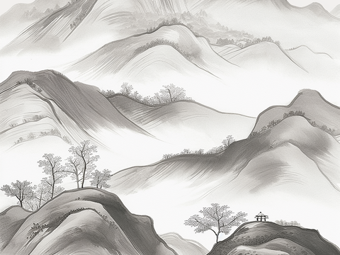 Chinese traditional painting landscape scroll wallpaper