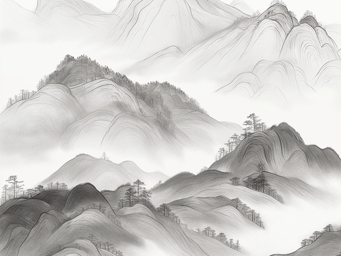 Chinese traditional painting landscape scroll wallpaper