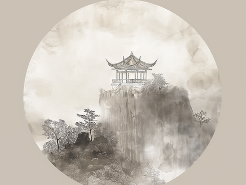 New Chinese Round Ink Painting Decorative Painting