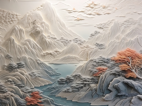 Chinese landscape relief painting