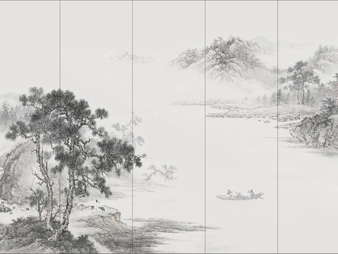 New Chinese Style Landscape Painting Wall Cloth