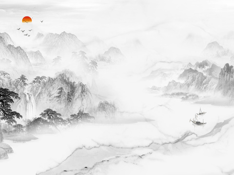 Chinese landscape painting wallpaper