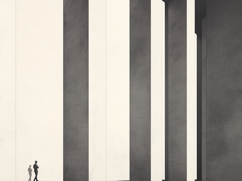 Black and White Concept Architectural Hanging Painting