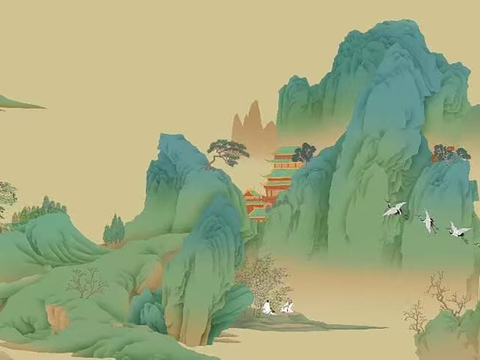 Background painting New Chinese style meticulous painting