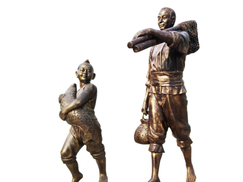 2D figure bronze sculpture figure silhouette sculpture figure sculpture ancient sculpture fisherman sculpture