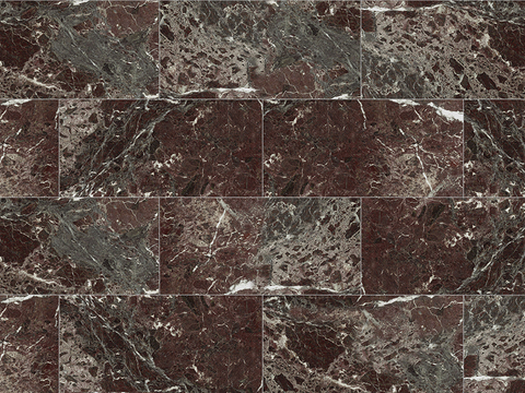 Seamless Modern Red Marble Stone Geometric Splicing Parquet Pattern Tile Floor Tile Wall Tile