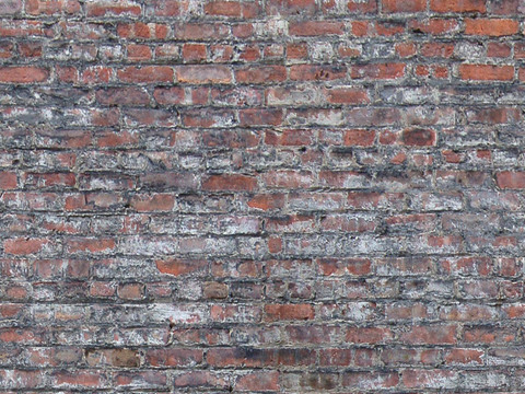 Seamless old aging red brick wall exterior wall