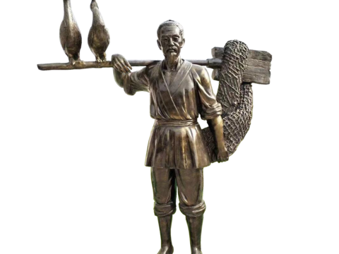 2D figure bronze sculpture figure silhouette sculpture figure sculpture ancient sculpture fisherman sculpture