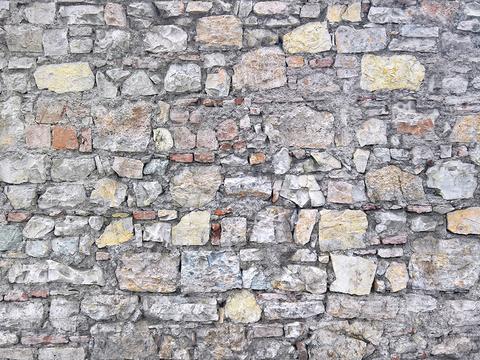 Seamless old damaged outdoor building rock stone wall brick wall