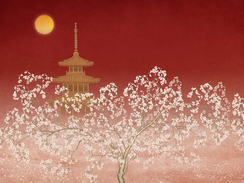 Chinese red cherry blossom wallpaper