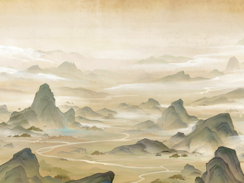 Chinese traditional painting landscape scroll wallpaper screen wallpaper