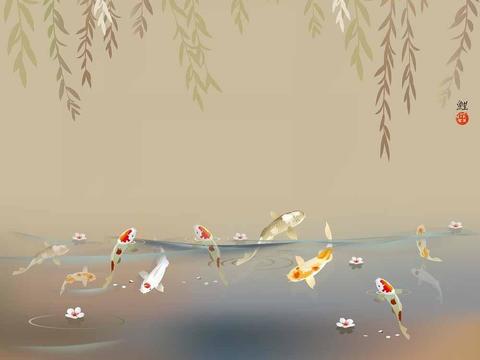 Koi painting wall painting mural decorative painting