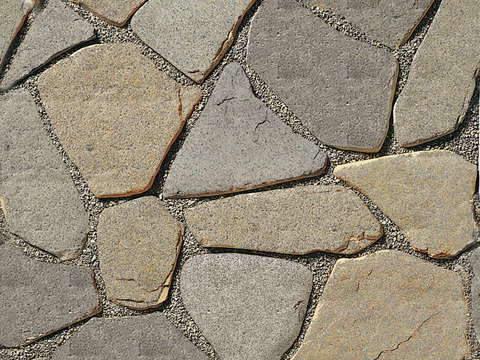 Seamless brown yellow irregular mosaic slate floor tile pavement road ground square paving