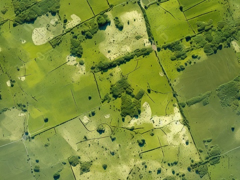 Seamless aerial photography overhead shooting green field satellite map