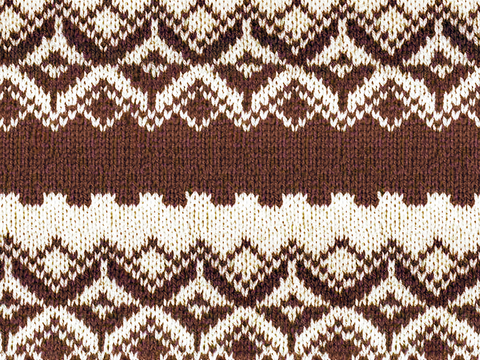 Seamless Brown Wool Jacquard Knit Pattern Cloth Fabric